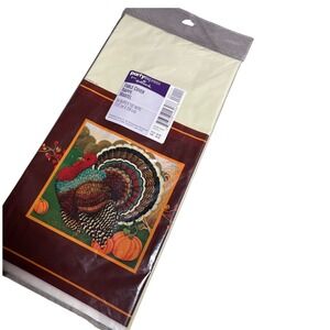 NEW Hallmark Party Express Autumn Turkey Table Cover 54x102 Thanksgiving Holiday